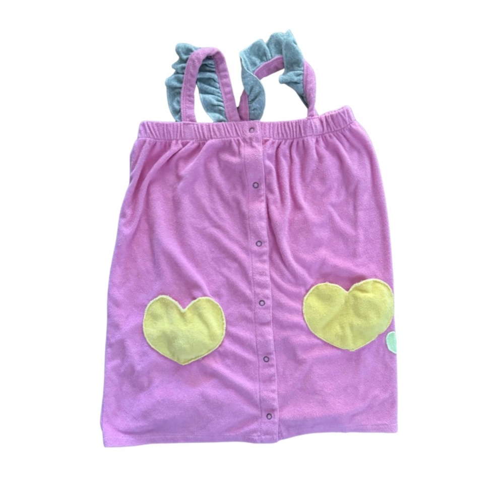 Miki Miette pink button down dress with yellow hearts like new size 6